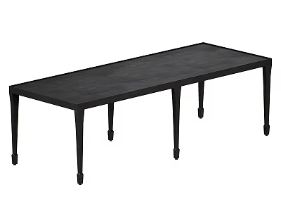 Stylish Long Black Rectangular Dining Table With Six Sleek Legs For Modern Home Daily Use 3d model