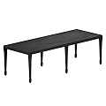 Stylish Long Black Rectangular Dining Table With Six Sleek Legs For Modern Home Daily Use