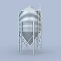 Industrial Storage Tank With White Exterior Ladder And Conical Base Structure 3d model