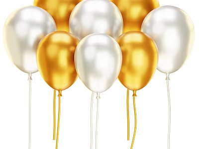 Shiny Gold and Silver Balloon Decorative Ornament Set for Festive Party Decoration 3d model