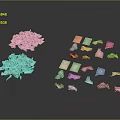 Various Colored Scrap Fragments In Different Shapes And Sizes On Dark Background