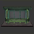 Traditional Pavilion Structure With Carved Roof Wooden Bench And Decorative Columns