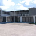 Modern Modular Container Building With Balcony Large Windows And Outdoor Space 3d model