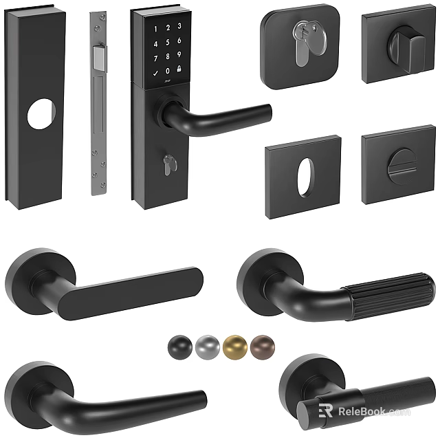 Modern Door Handles With Various Designs Shapes And Metallic Color Options 3d model 