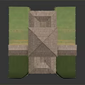 Cartoon Castle Scene With Wooden Towers Green Slopes And Traditional Roof Design
