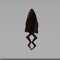 Ancient Red Stone Arrowhead With Geometric Base Design And Reflective Surface