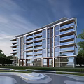 Modern Contemporary Residential Building Featuring Glass Curtain Walls Balconies And Green Landscape