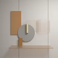 Modern Geometric Wall Decor Featuring Gray Beige Shapes And Floating Shelf 3d model