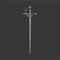 Decorative Sword With Ornate Hilt And Shiny Metallic Blade On Dark Background