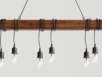 Industrial LOFT pendant light strip bulb chandelier 3d model