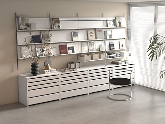 Track Bookshelf Bookcase Very Simple Wall Storage Rack Open Storage Rack One-word Laminar Module System 3d model