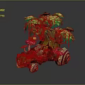 Tree Stump Plant Ornament with Green Leaves Red Mushrooms Small Lantern and Snail Shell Base