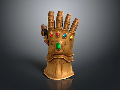 Golden Cosplay Glove Costume With Colorful Gemstone Decorations And Detailed Design 3d model