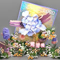 Vibrant Photo Check-in Spot With Colorful LOGO Backdrop Large Paper Flowers And Mixed Floral Decorations