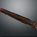 Traditional Wooden Long Home Decor Item With Red Edge And Textured Surface