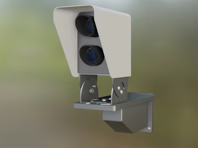 Road Infrastructure Featuring Dual Lens Surveillance Camera For Traffic Monitoring Mounted On Bracket 3d model