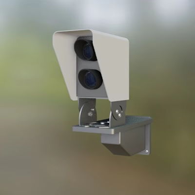 Road Infrastructure Featuring Dual Lens Surveillance Camera For Traffic Monitoring Mounted On Bracket 3d model