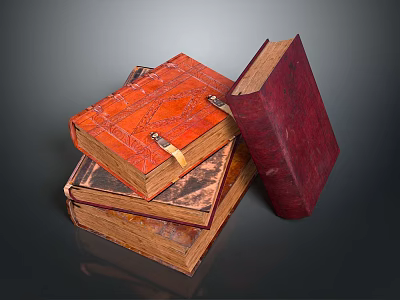 Elegant Classic Stack of Vintage Leather Books for Home Decorative Collection 3d model