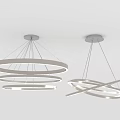 Modern Pendant Lights with Illuminated Layered and Intertwined Circular Rings in White