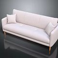 Modern Light Colored Multi Seater Sofa with Soft Cushions and Wooden Legs Design