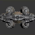 Sci Fi Spaceship With Intricate Mechanical Parts Glowing Green Accents And Metallic Texture