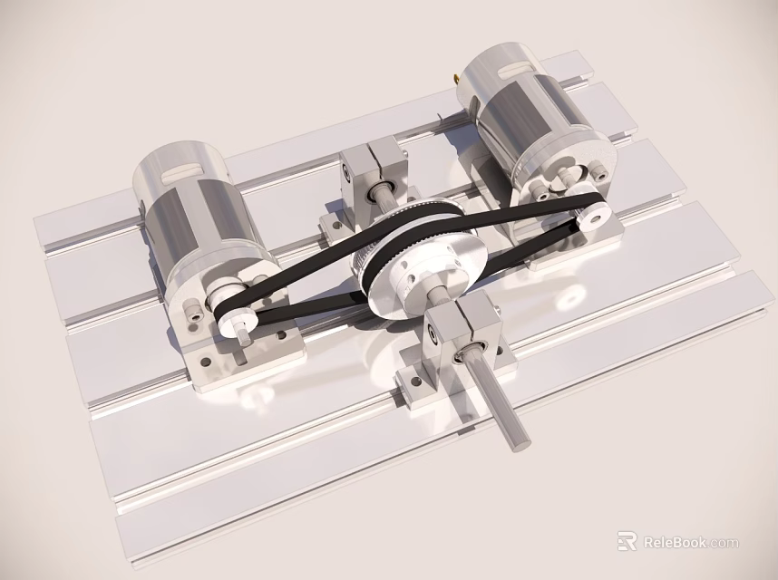 Mechanical Belt Drive System With Dual Motors And Metal Linear Slide 3d model 