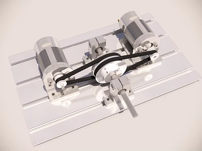 Mechanical Belt Drive System With Dual Motors And Metal Linear Slide 3d model