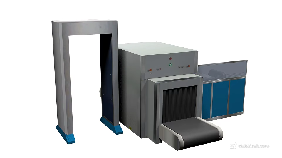Public Security Check Equipment With Metal Detector Gate And X Ray Scanner Machine 3d model 