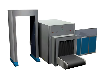Public Security Check Equipment With Metal Detector Gate And X Ray Scanner Machine 3d model