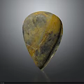 Wooden Stone Teardrop Shaped Decorative Piece With Natural Yellow Gray Orange Texture