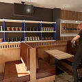 Modern Café With Glass Front Open Design Interior Tables And Wooden Counter