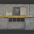 Urban Road Pavement Components With Yellow Curb Metal Grate Drainage And Concrete Slabs