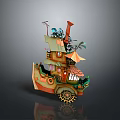 Fantasy Style Mobile House With Multi Level Structure Decorative Plants And Wheels