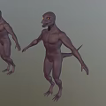 Game Movie Character Lizard Humanoid 3D Model With Gray Skin Yellow Eyes And Standing Pose