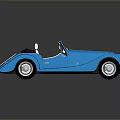 Blue Vintage Convertible Car Featuring Open Top And White Seats Design