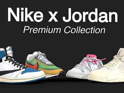 Nike x Jordan Premium Collection Featured Stylish Sneakers Display Showcase 3d model