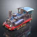 Vintage Silver Red Steam Train Model With Metallic Locomotive And Wheels