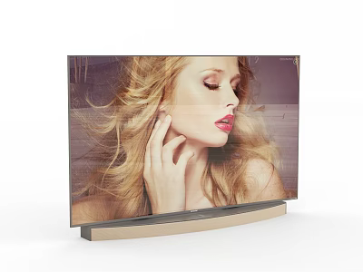 Modern Curved TV Featuring Stylish Stand and High Resolution Screen 3d model