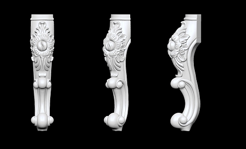 European-style furniture legs carved solid wood dining chair feet 3d model