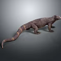 Realistic Komodo Dragon 3D Model Standing On Gray Background With Detailed Skin