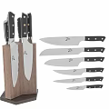 Double Wooden Knife Block Set With Sharp Stainless Steel Kitchen Knives