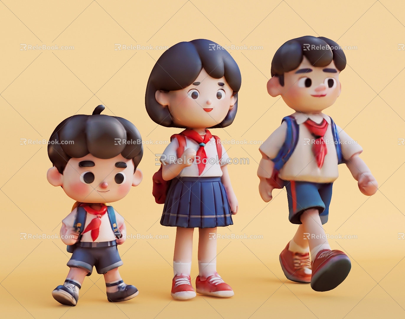 Red Scarf Characters Young Pioneers Children Toddler Characters Cute model