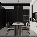 Modern Living and Dining Room Interior With Sofa TV Wall Dining Table And Green Plant