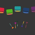 Colorful Modern Headphones and Speakers With Sleek Design And Charging Accessories