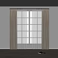 Elegant Beige Main Curtains With Sheer Panels For Double Grid Window Interior