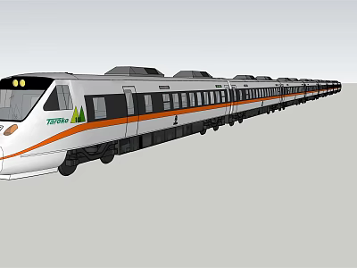 Modern Urban Train With White Orange Stripes Streamlined Design And Large Windows 3d model