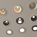 Various Styles Downlights and Spotlights with White Black Frames on Wall