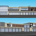 Modern Commercial Street With Glass Facade Storefronts Billboards And Architectural Design