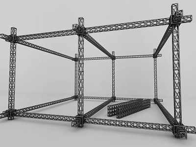 Public Facility Construction Metal Scaffolding Frame With Cross Bracing And Support Columns 3d model