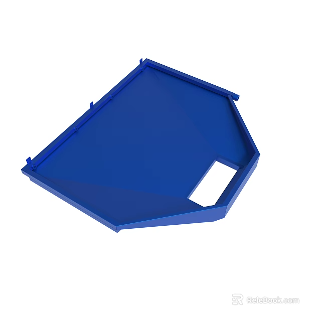 Durable Blue Plastic Tray With Polygonal Design And Rectangular Opening 3d model 